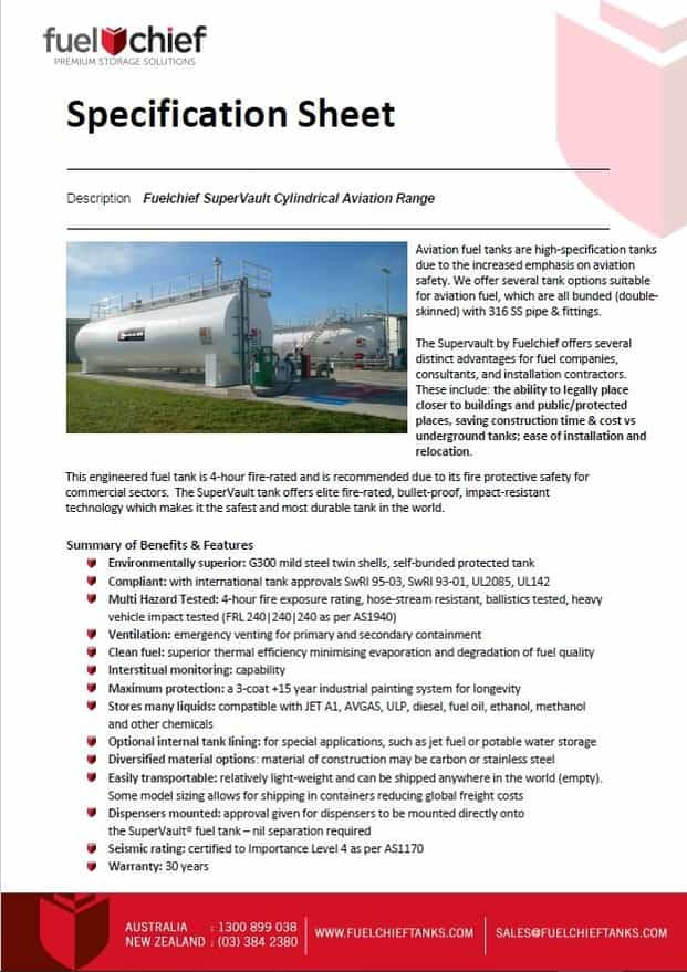 SuperVault Aviation Spec Sheet